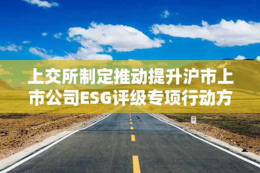 上交所制定推动提升沪市上市公司ESG评级专项行动方案
