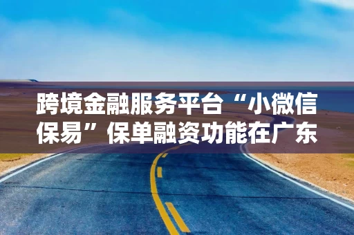 跨境金融服务平台“小微信保易”保单融资功能在广东省辖内成功落地