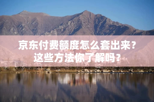 京东付费额度怎么套出来？这些方法你了解吗？