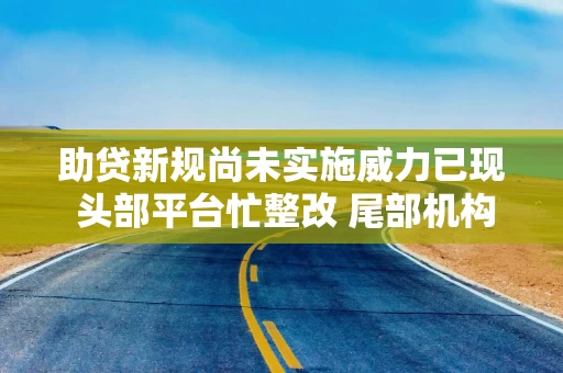 助贷新规尚未实施威力已现 头部平台忙整改 尾部机构吃紧