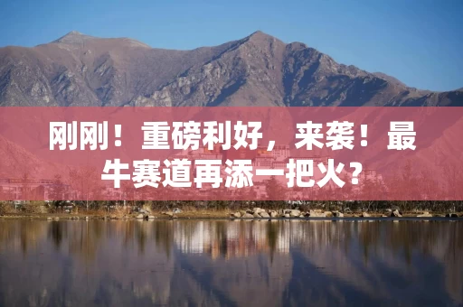 刚刚！重磅利好，来袭！最牛赛道再添一把火？