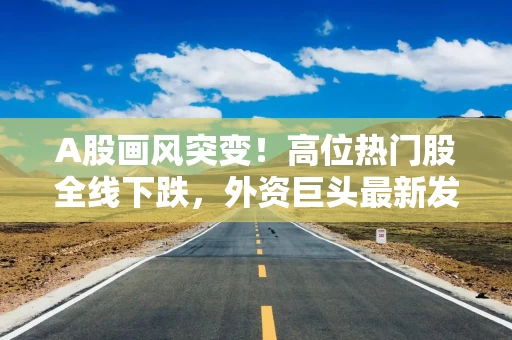 A股画风突变！高位热门股全线下跌，外资巨头最新发声