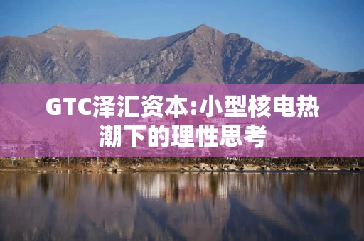 GTC泽汇资本:小型核电热潮下的理性思考