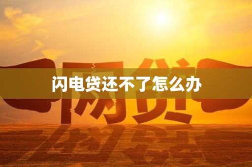 闪电贷还不了怎么办 闪电贷还不了怎么办