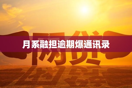 月系融担逾期爆通讯录 月系融担逾期爆通讯录