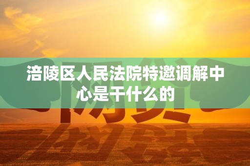 涪陵区人民法院特邀调解中心是干什么的