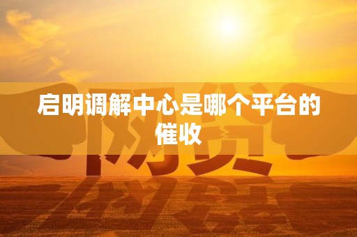 启明调解中心是哪个平台的催收