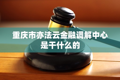 重庆市亦法云金融调解中心是干什么的 重庆市亦法云金融调解中心是干什么的