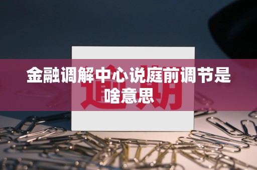 金融调解中心说庭前调节是啥意思