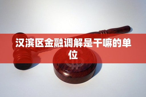 汉滨区金融调解是干嘛的单位