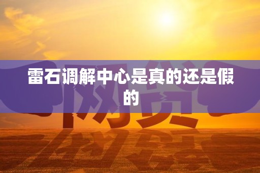 雷石调解中心是真的还是假的 雷石调解中心是真的还是假的