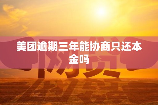 美团逾期三年能协商只还本金吗 美团逾期三年能协商只还本金吗