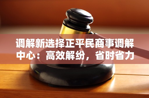 调解新选择正平民商事调解中心:高效解纷,省时省力 调解新选择正平民商事调解中心:高效解纷,省时省力