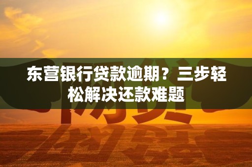 东营银行贷款逾期?三步轻松解决还款难题 东营银行贷款逾期?三步轻松解决还款难题
