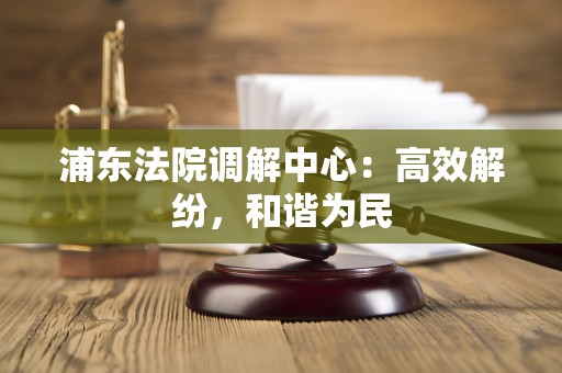 浦东法院调解中心:高效解纷,和谐为民 浦东法院调解中心:高效解纷,和谐为民