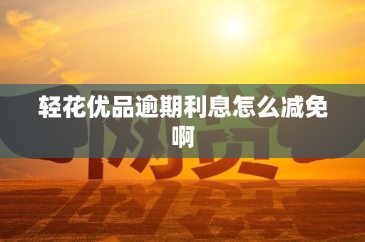 轻花优品逾期利息怎么减免啊