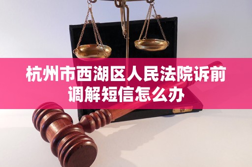 杭州市西湖区人民法院诉前调解短信怎么办 杭州市西湖区人民法院诉前调解短信怎么办