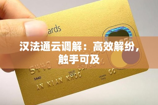 汉法通云调解：高效解纷，触手可及