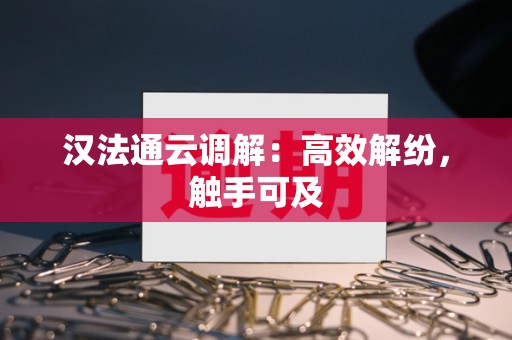 汉法通云调解：高效解纷，触手可及