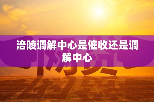 涪陵调解中心是催收还是调解中心