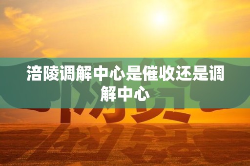 涪陵调解中心是催收还是调解中心