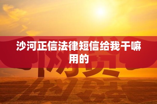 沙河正信法律短信给我干嘛用的 沙河正信法律短信给我干嘛用的