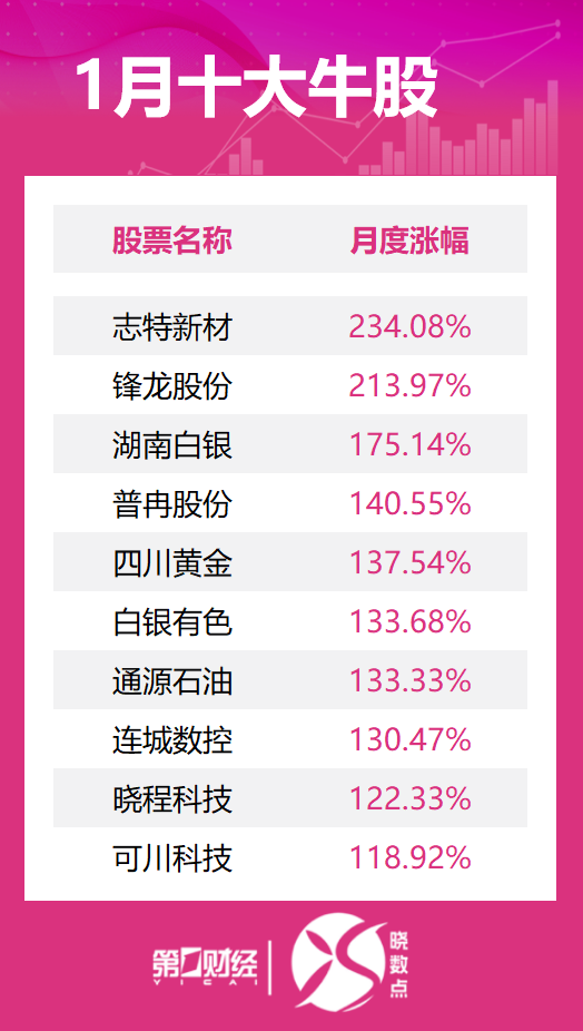 _1月十大牛股出炉：志特新材逾234%涨幅问鼎榜首_1月十大牛股出炉：志特新材逾234%涨幅问鼎榜首